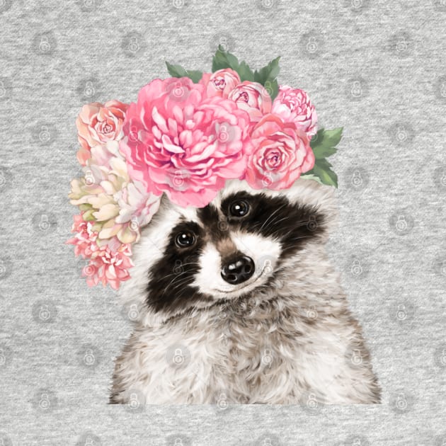 Baby Raccoon with Flower Crown by bignosework